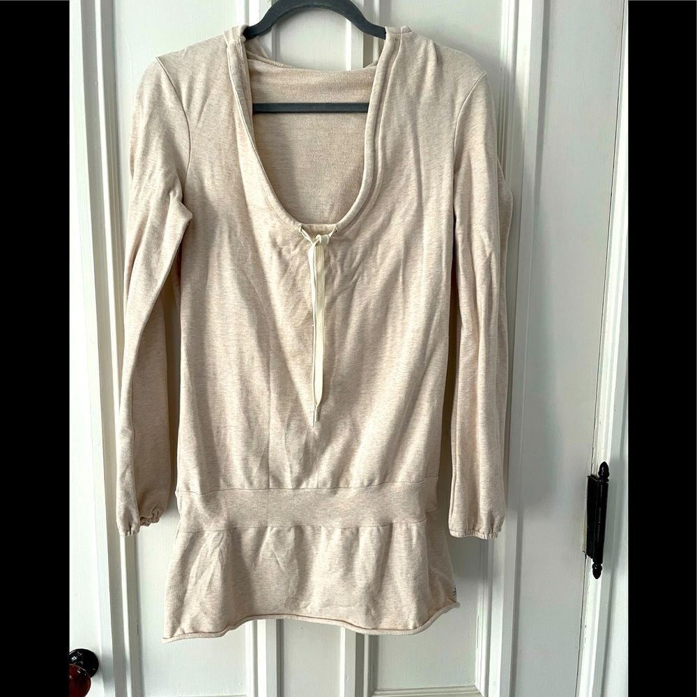 Athleta cream hooded sweatshirt tunic S